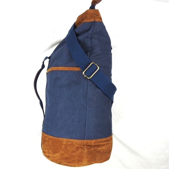 Canvas Rucksack Travel Duffel Bag Shoulder Sling - Picture 3 of 8